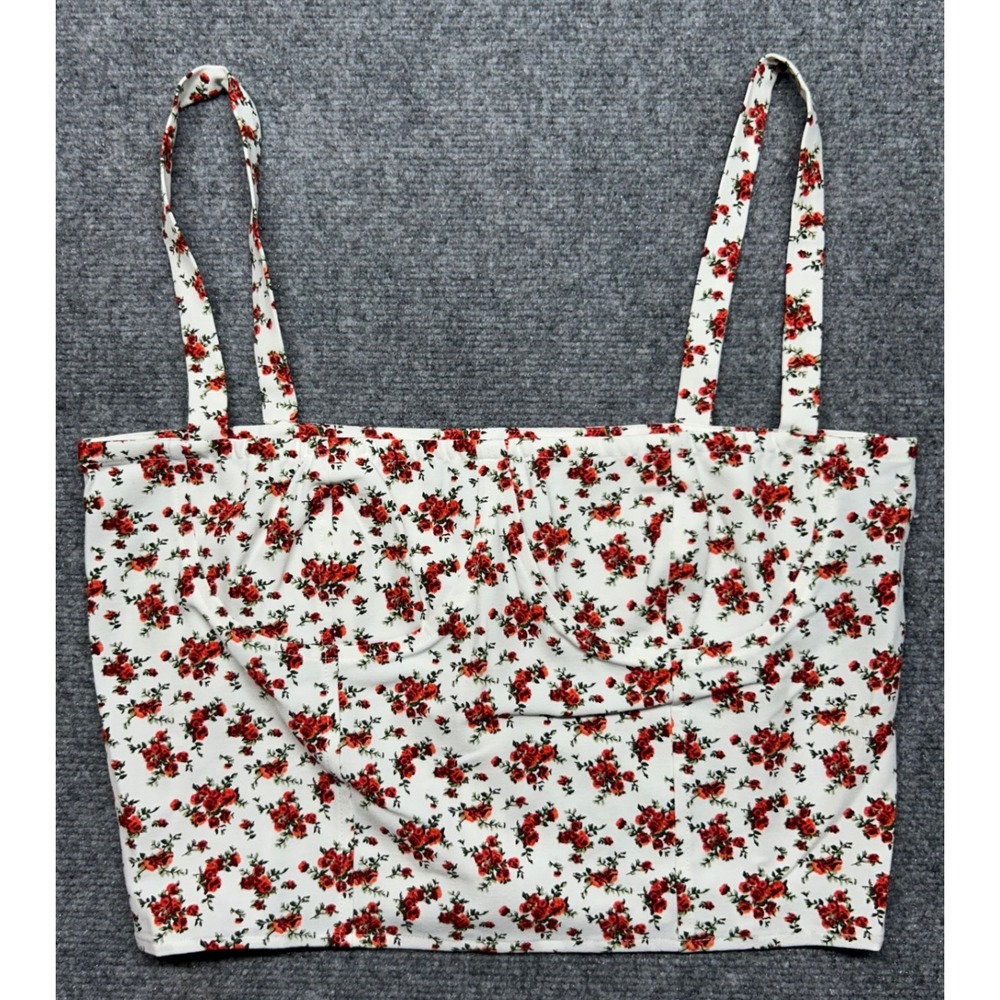 Danielle Bernstein Crop Top Womens 10 Floral Sleeveless Bustier Stretch New